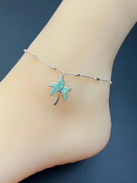 Green Opal Palm Tree Anklet