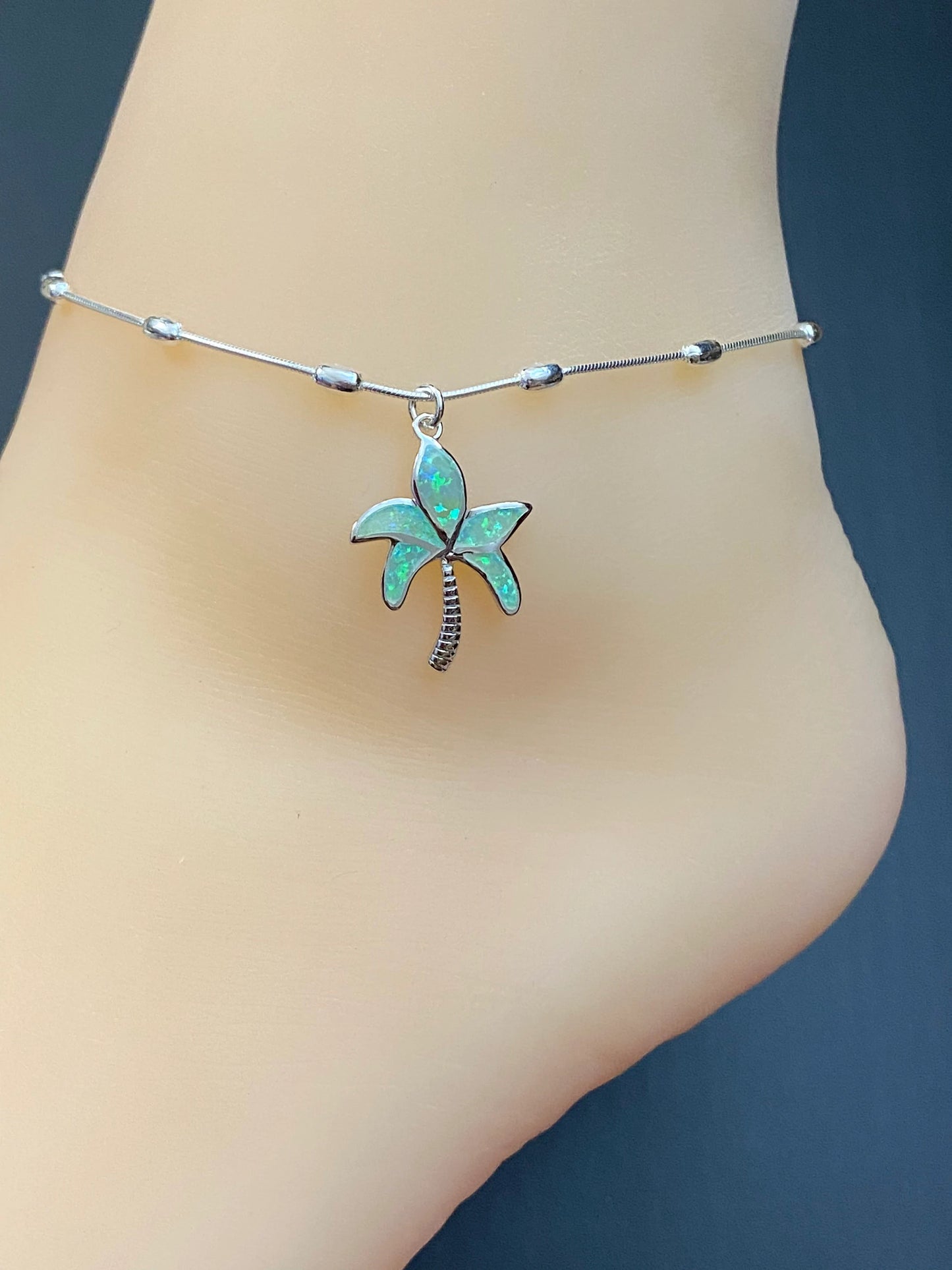 Green Opal Palm Tree Anklet