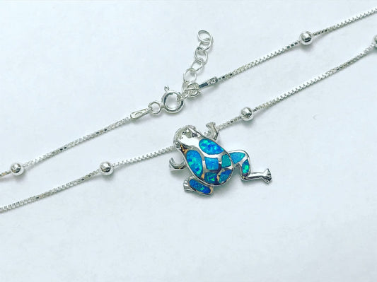 Blue Opal Frog Anklet