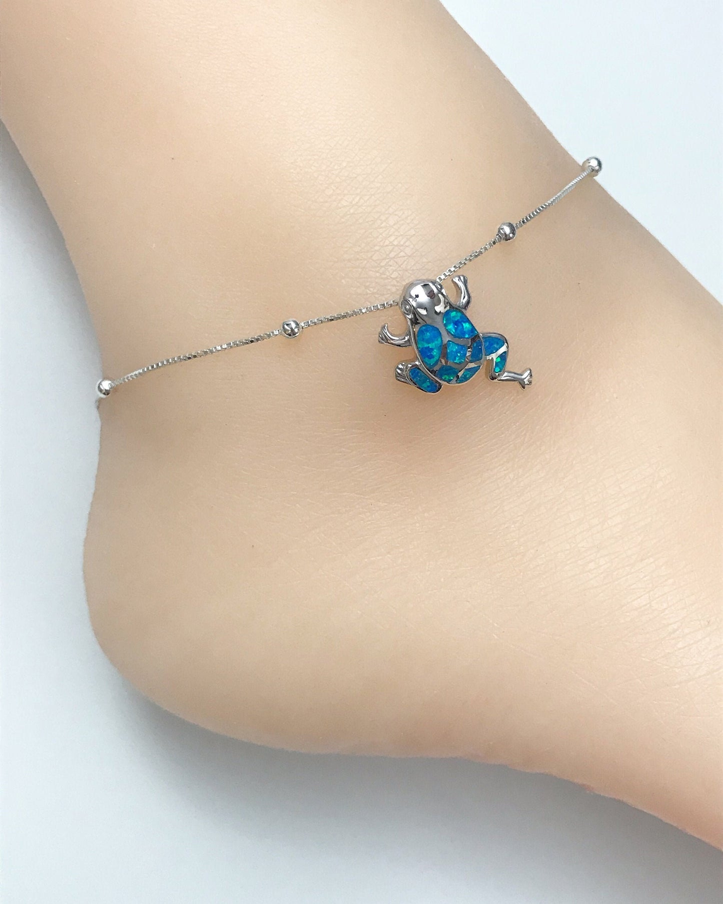 Blue Opal Frog Anklet