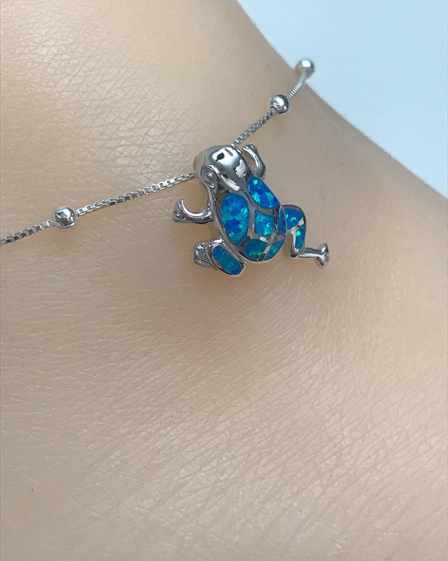 Blue Opal Frog Anklet
