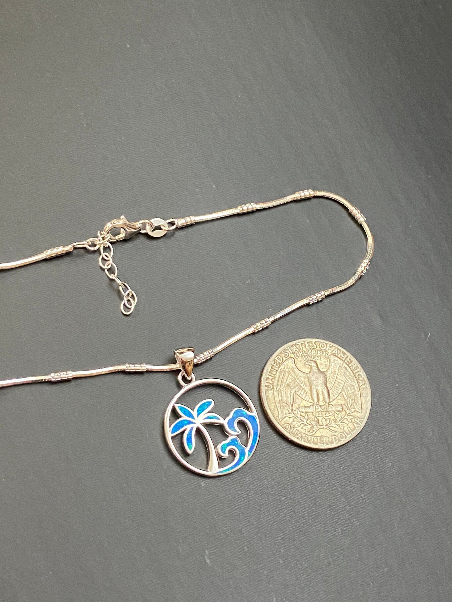 Opal Palm Tree And Wave Anklet