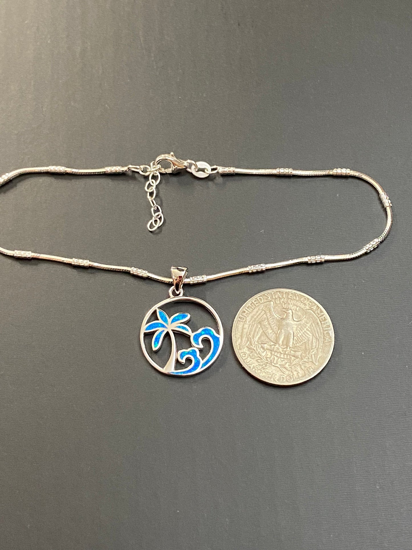 Opal Palm Tree And Wave Anklet