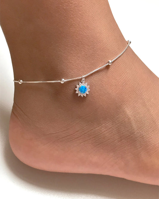 Blue Opal Starburst Anklet