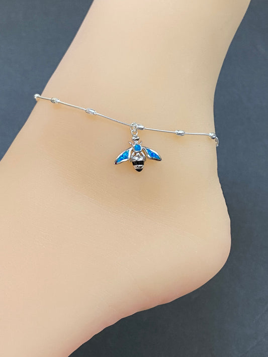 Blue Opal Honeybee Anklet