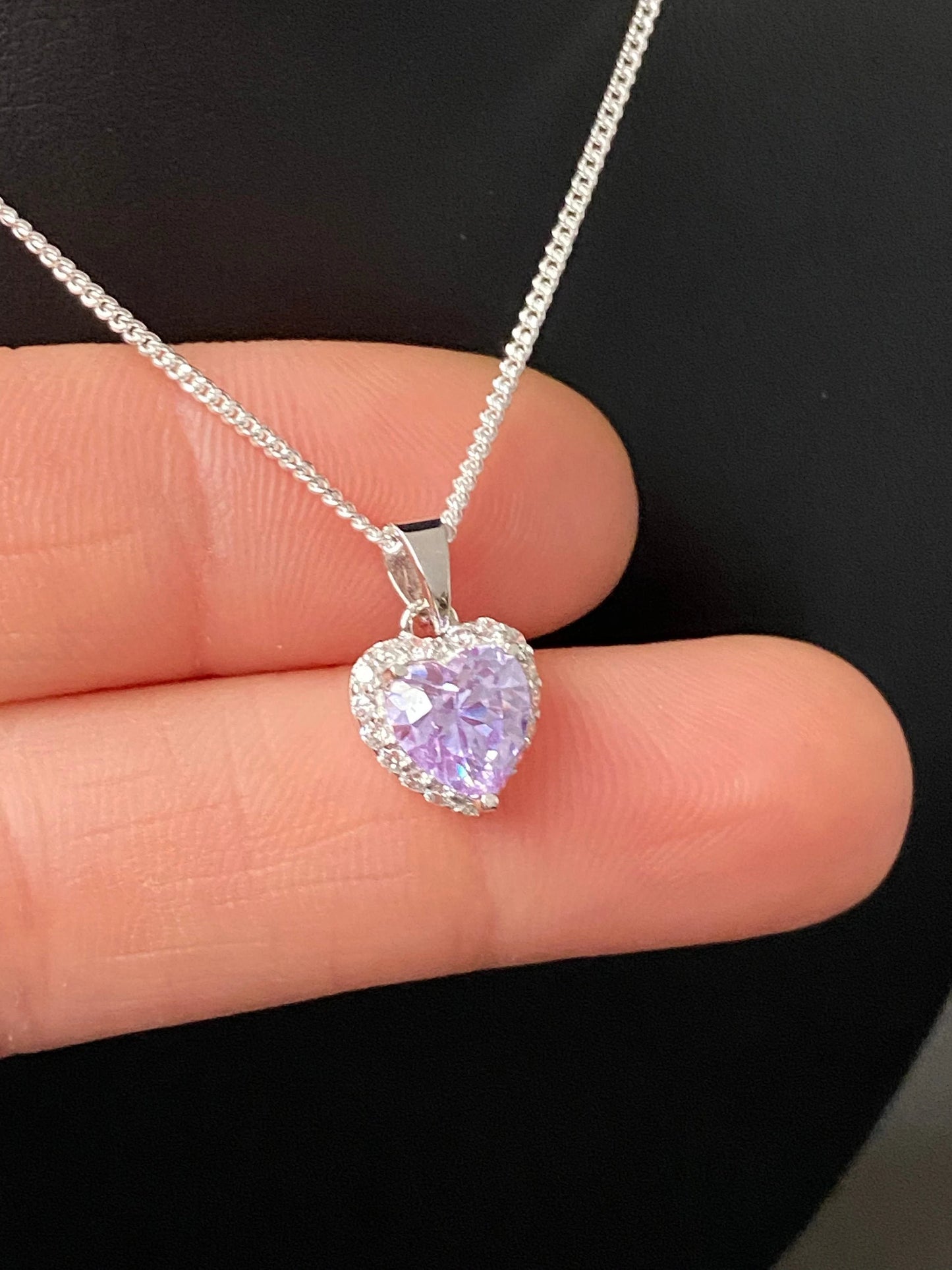 Alexandrite CZ Heart Necklace
