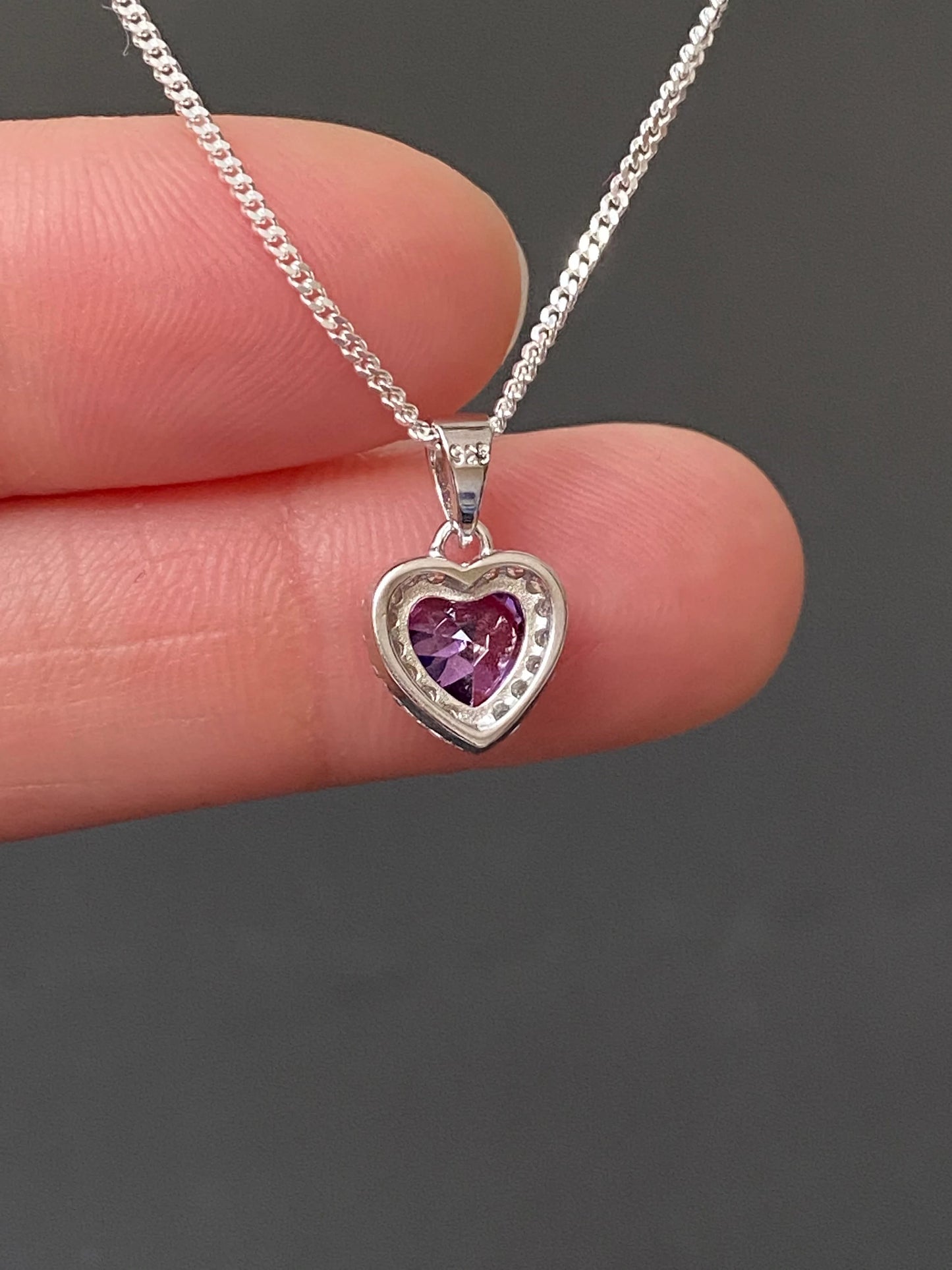 Alexandrite CZ Heart Necklace