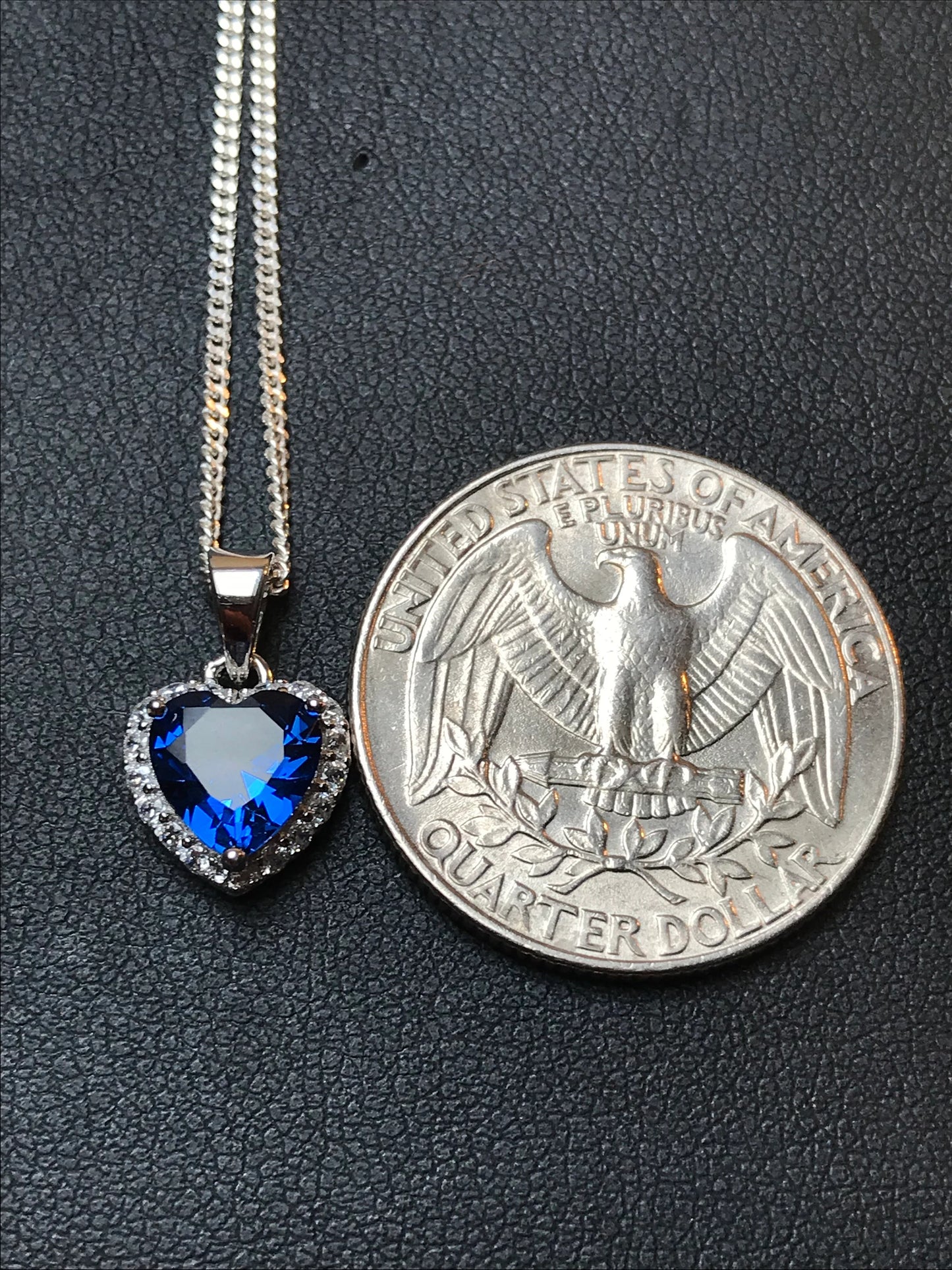 Blue Sapphire CZ Heart Necklace