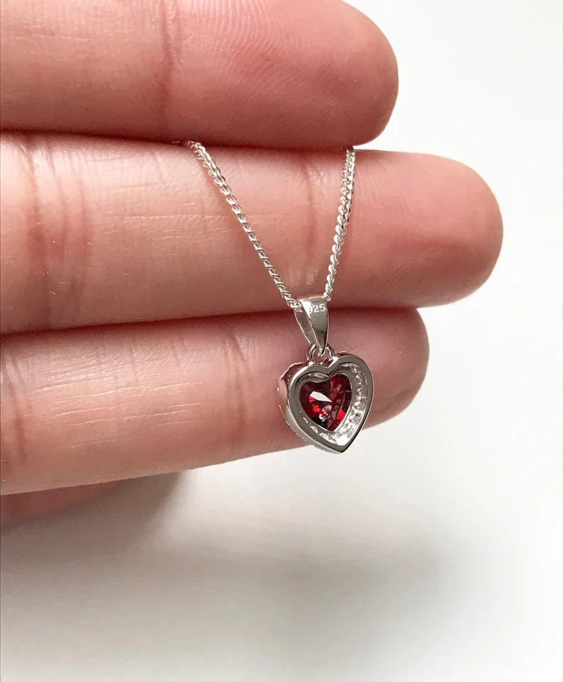 Blue Sapphire CZ Heart Necklace