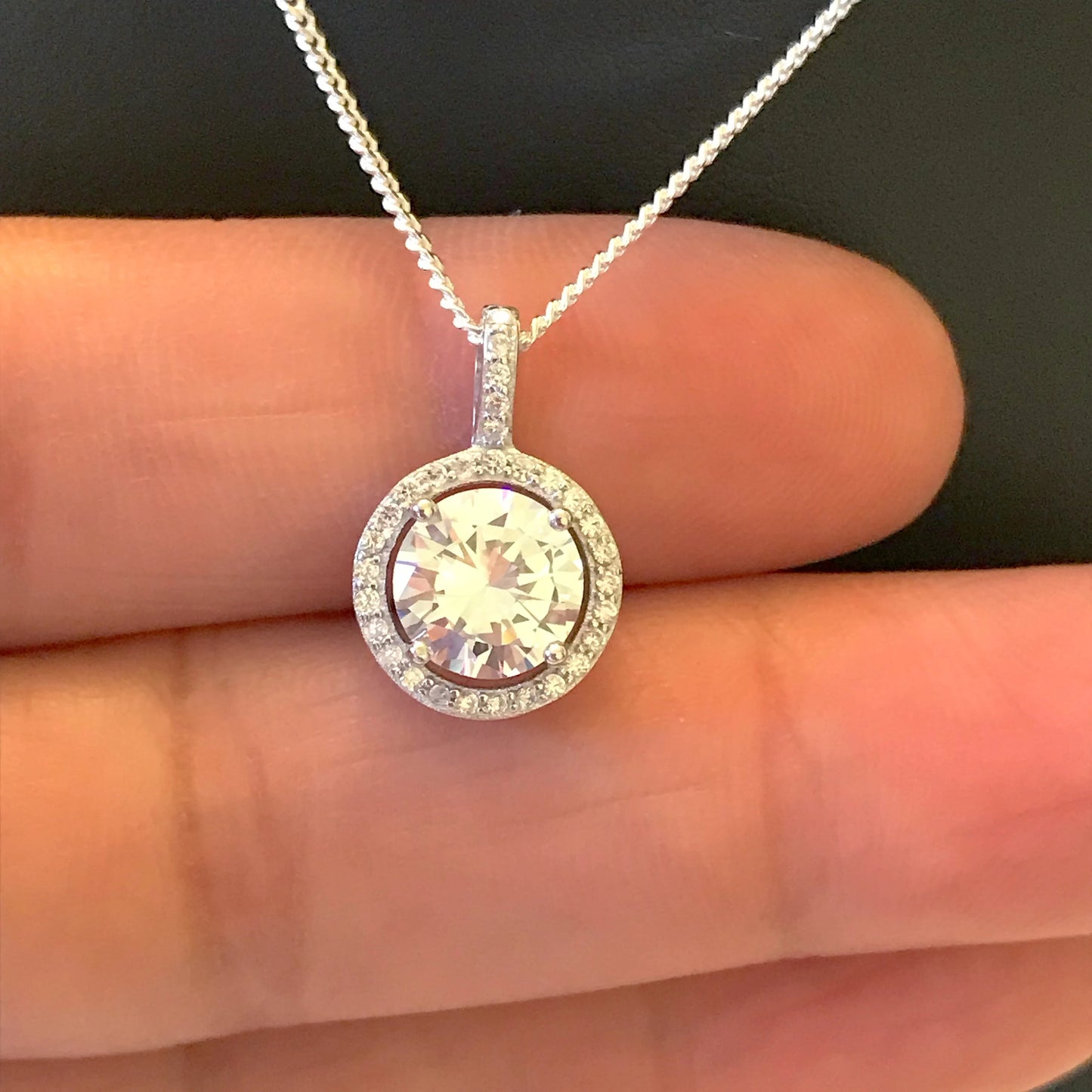 CZ Halo Necklace