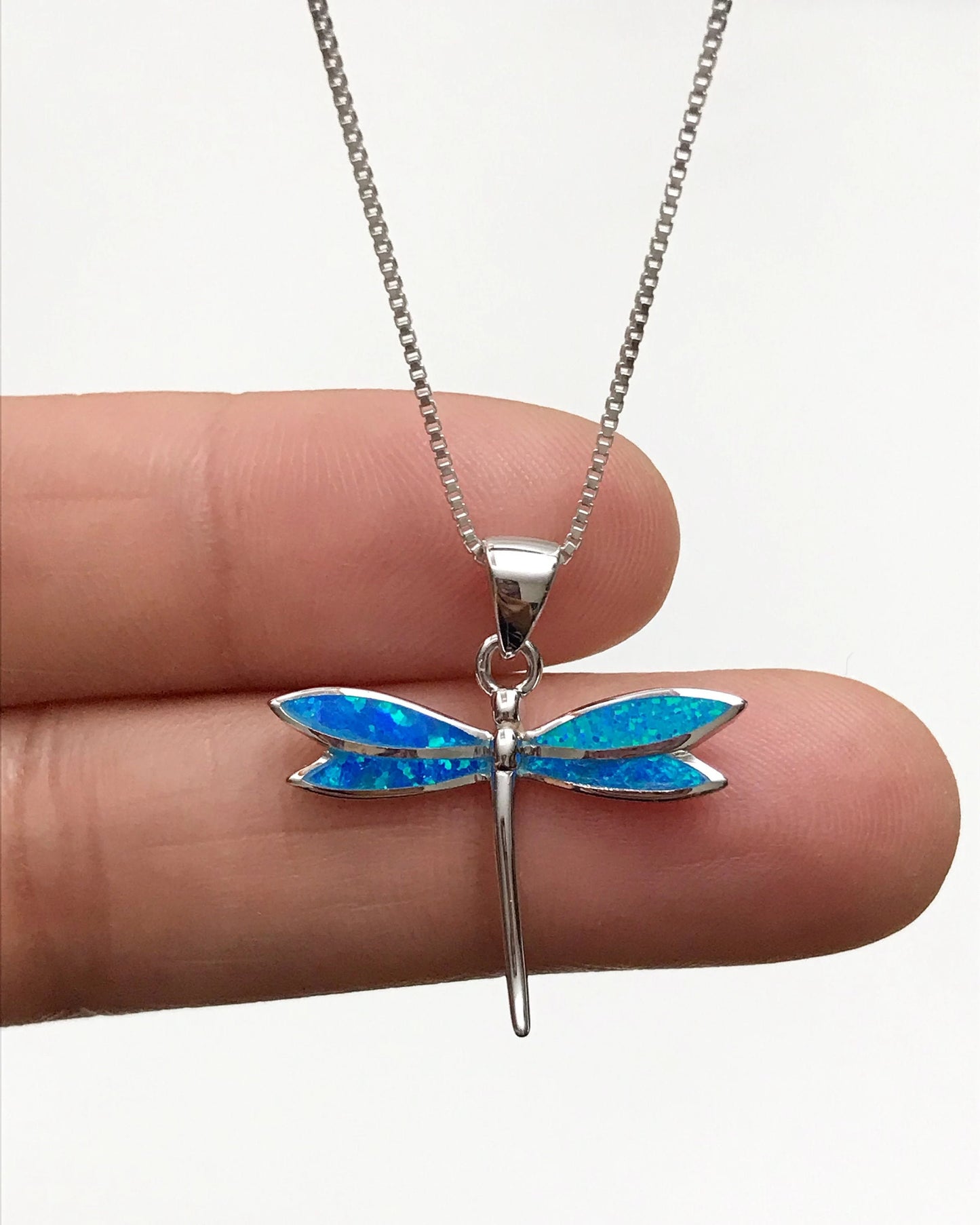 Blue Opal Dragonfly Necklace