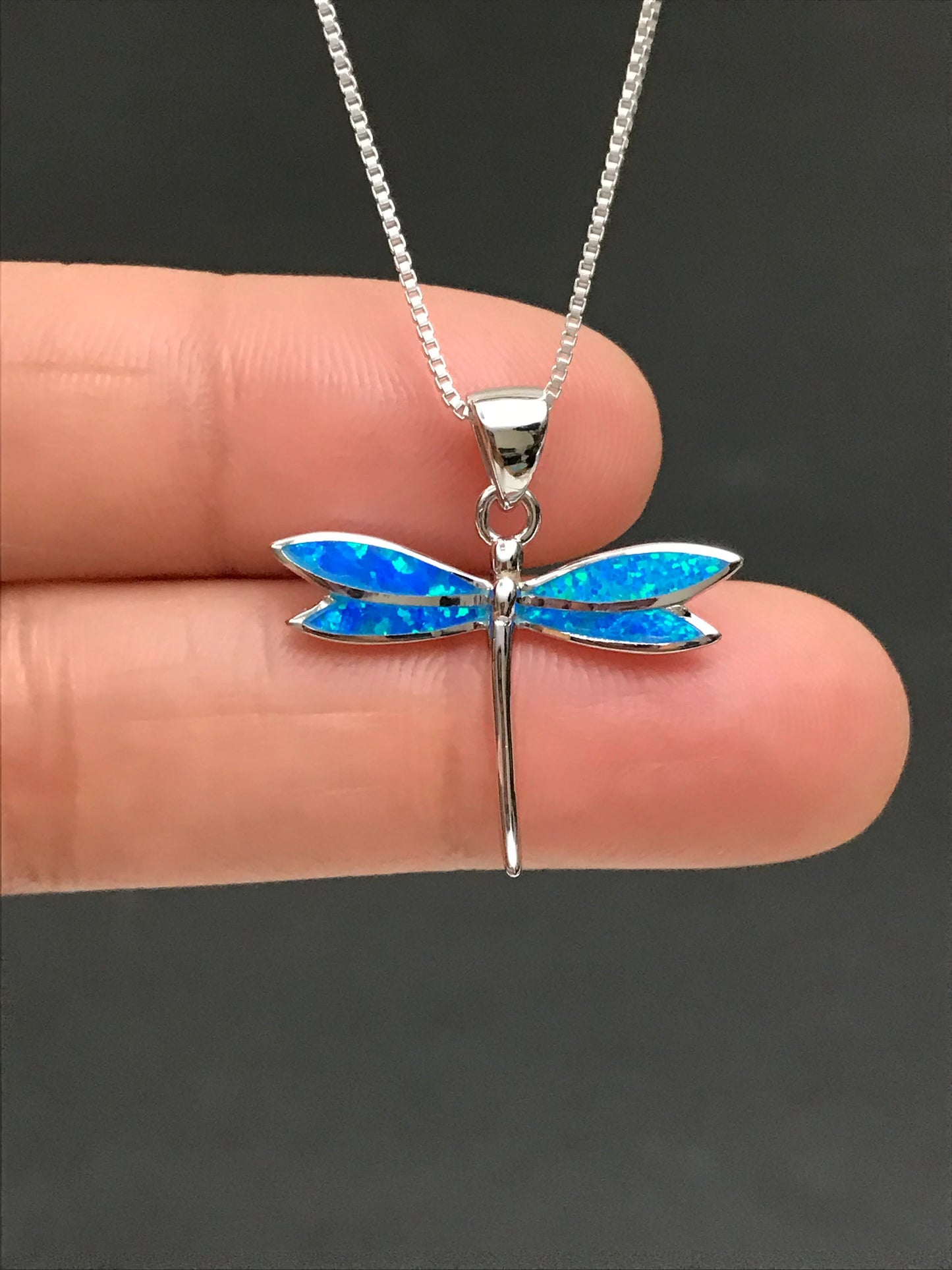 Blue Opal Dragonfly Necklace