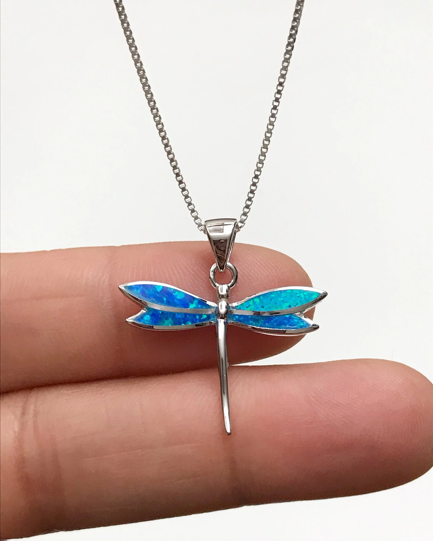 Blue Opal Dragonfly Necklace
