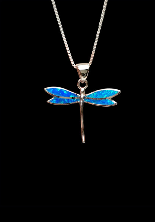 Blue Opal Dragonfly Necklace