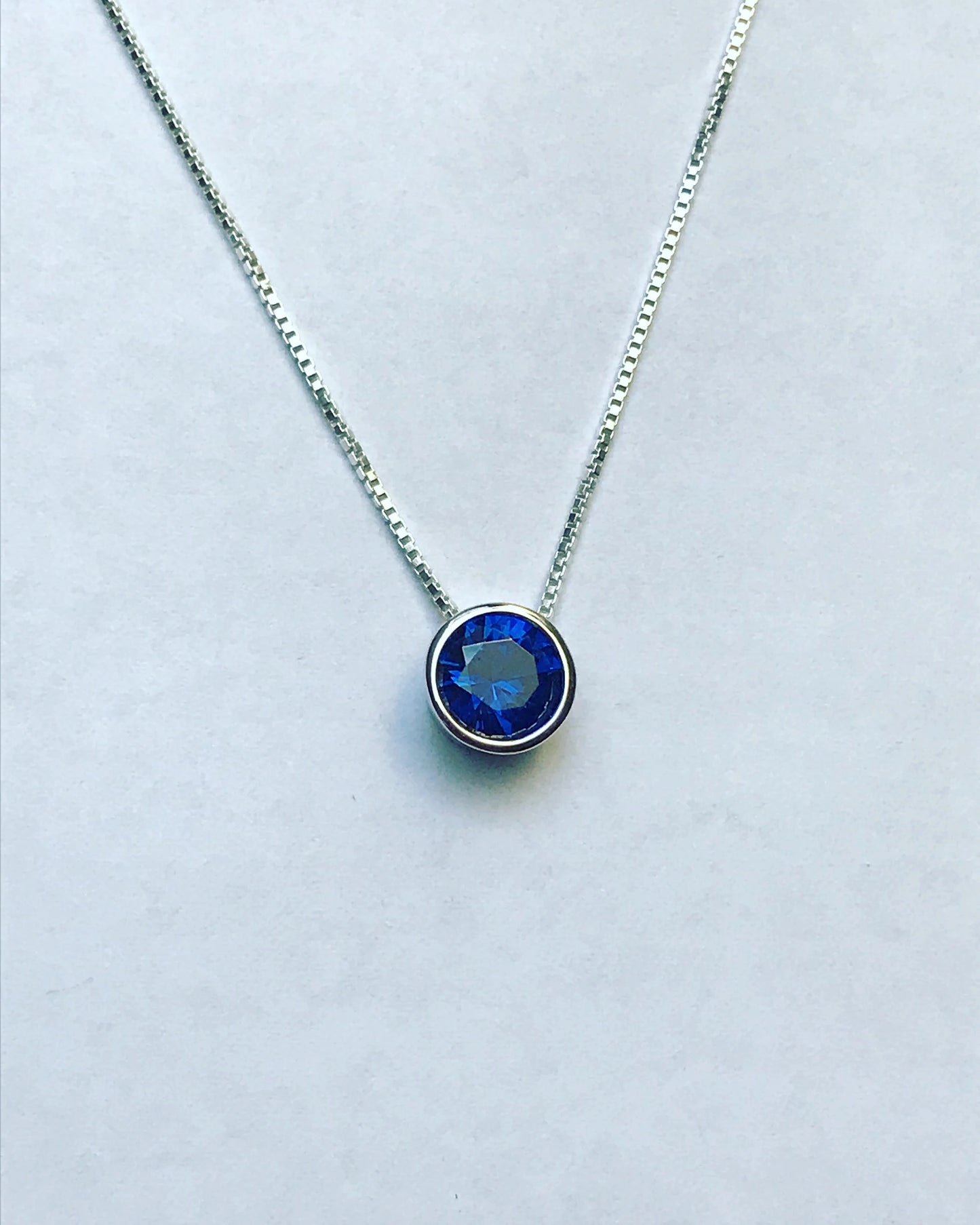 Blue Sapphire CZ Floating Necklace