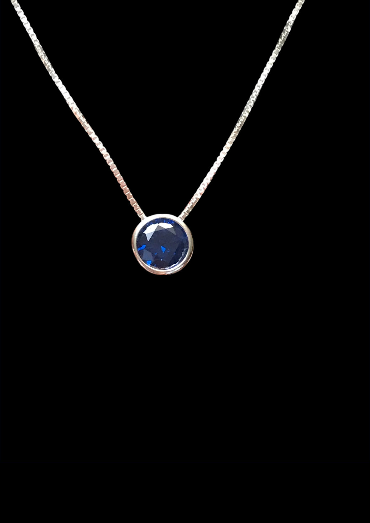 Blue Sapphire CZ Floating Necklace