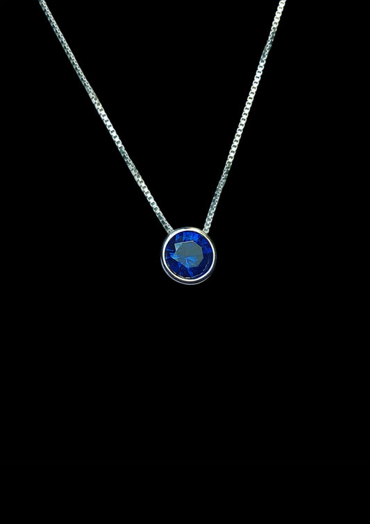 Blue Sapphire CZ Floating Necklace