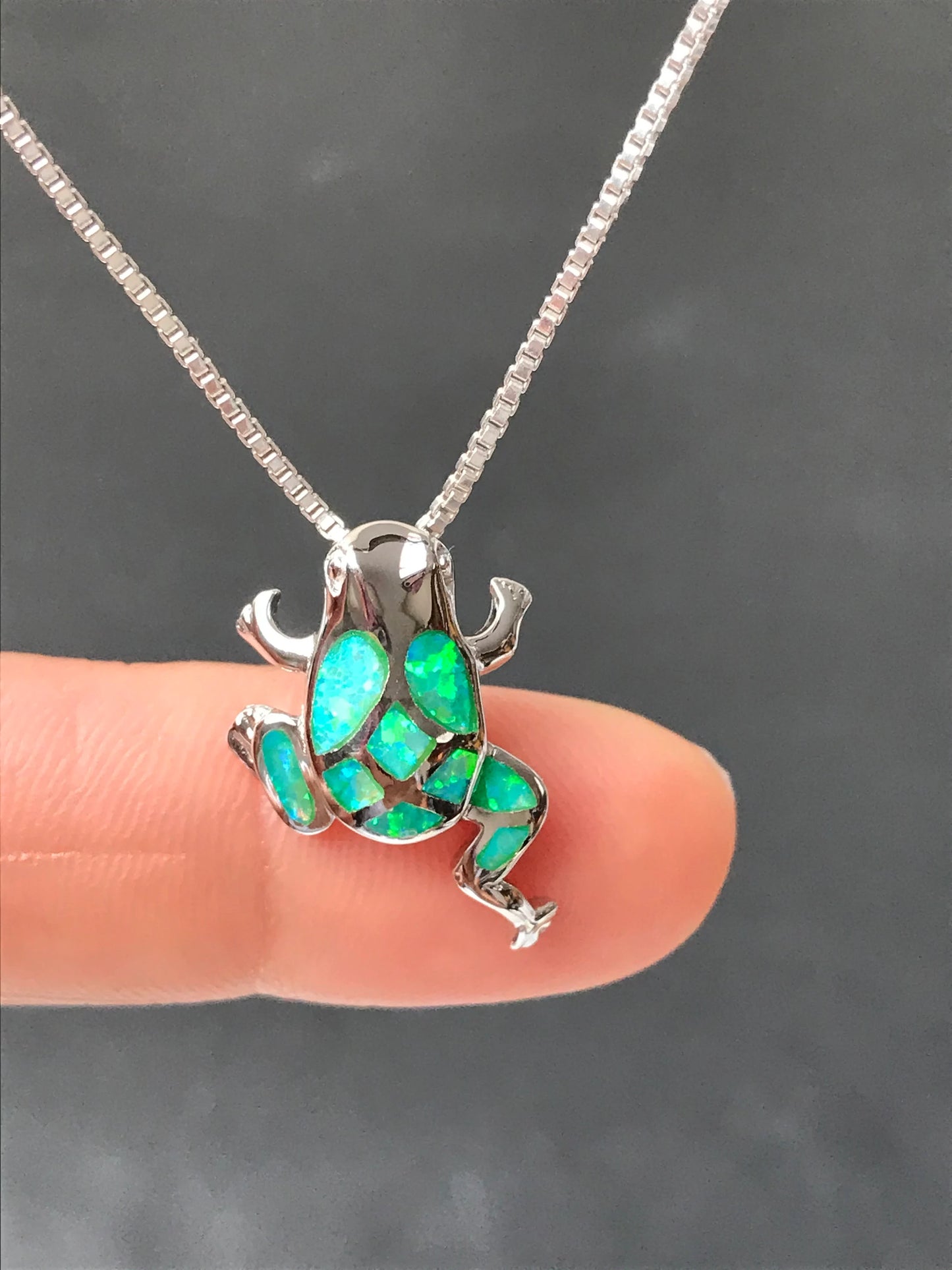 Green Opal Frog Necklace