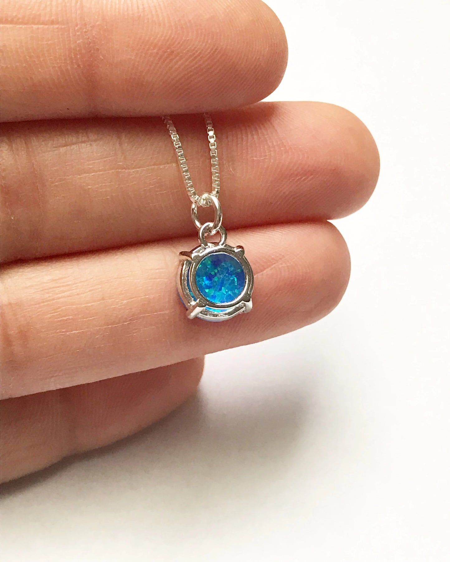 Blue Opal Round Necklace