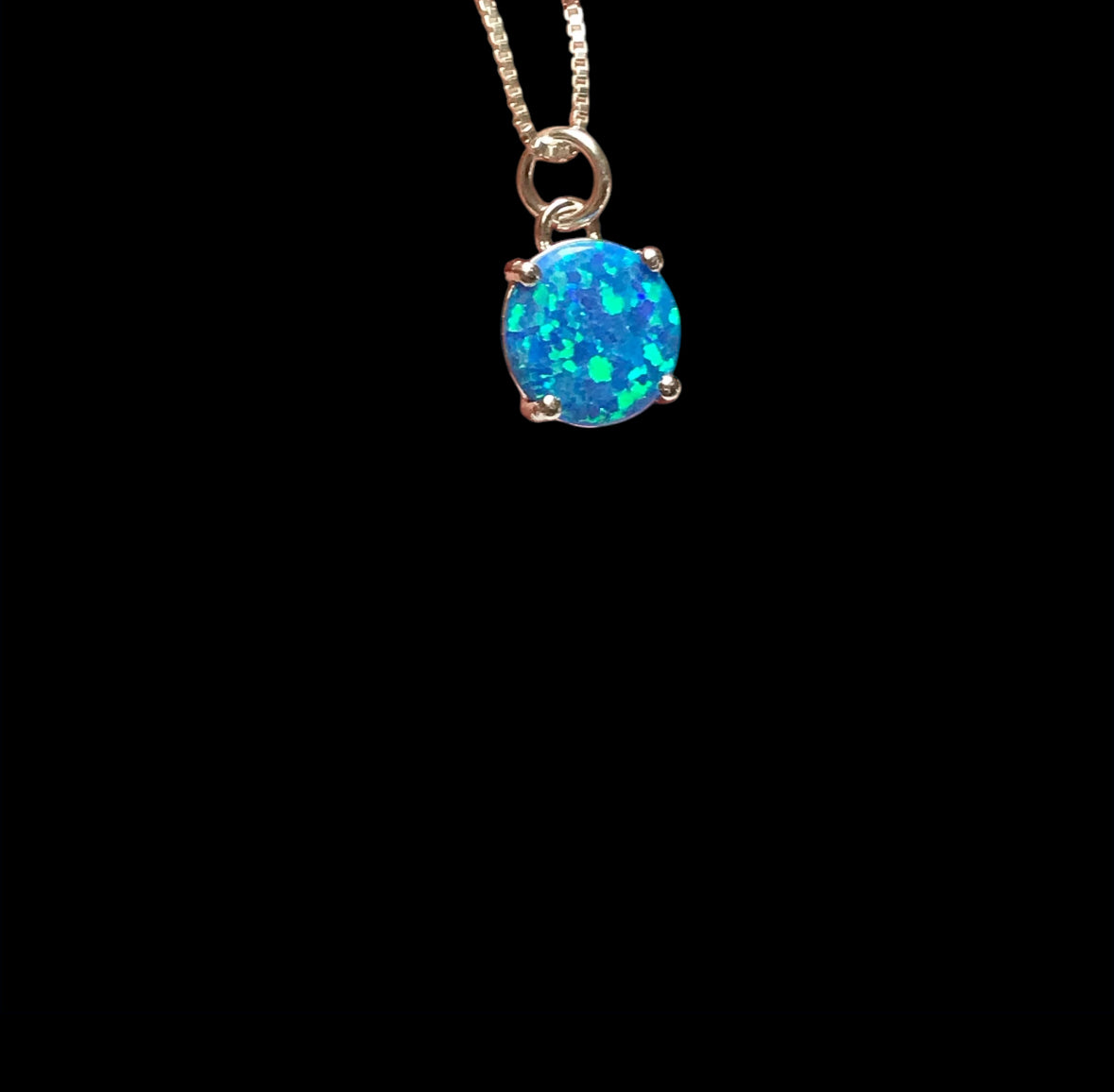 Blue Opal Round Necklace