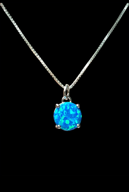 Blue Opal Round Necklace