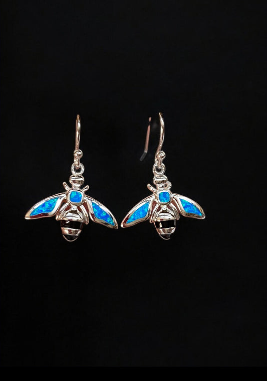 Blue Opal Bumblebee Earrings