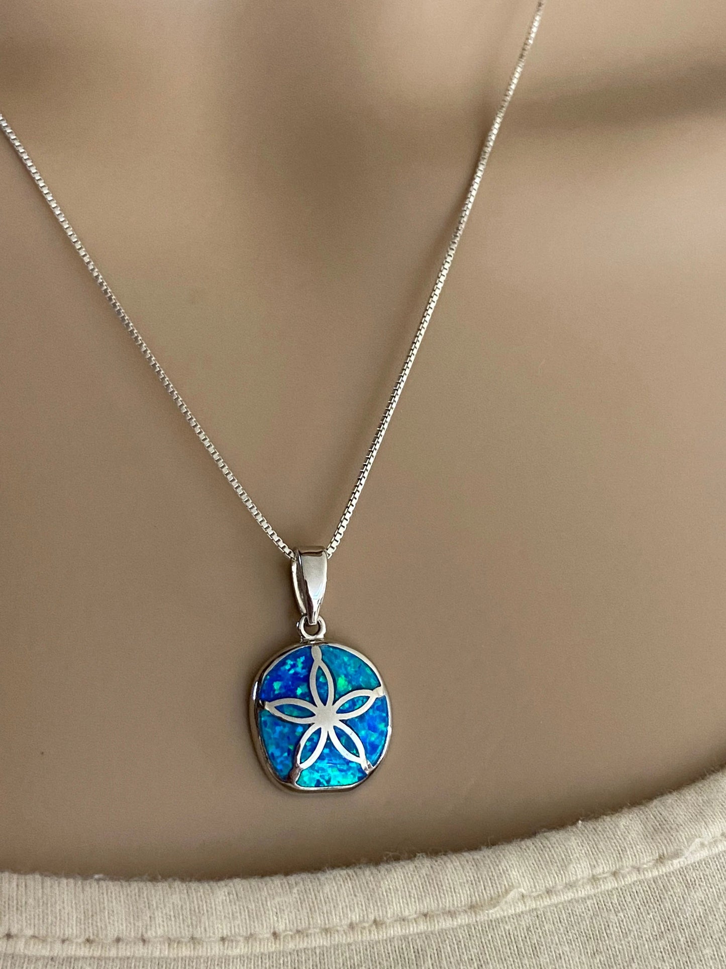 Blue Opal Sand Dollar Necklace