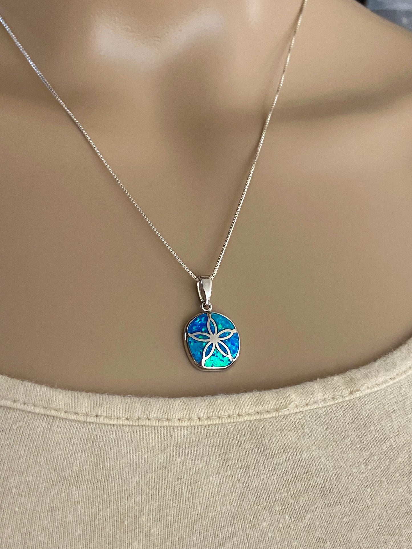 Blue Opal Sand Dollar Necklace