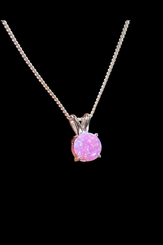 Pink Opal Round Necklace