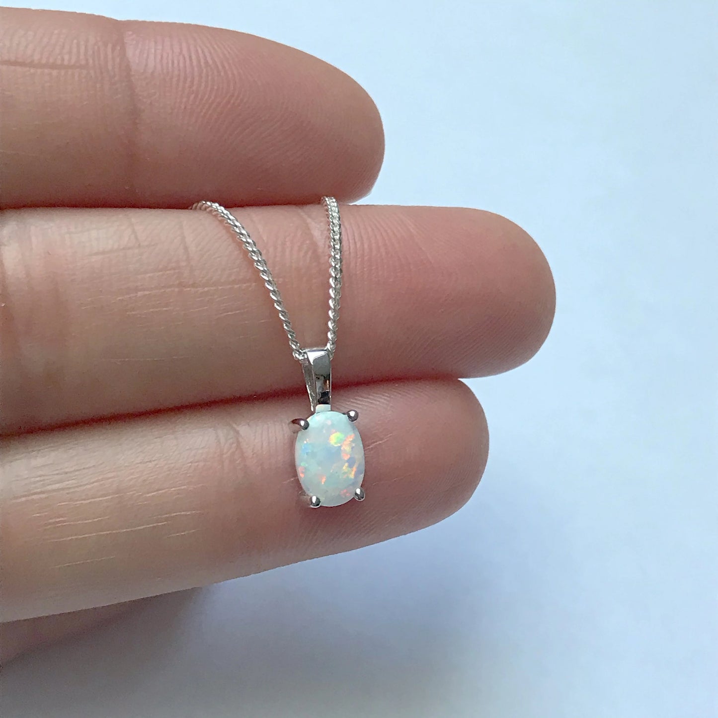 White Opal Oval Necklace