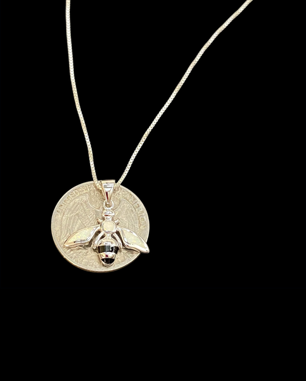 White Opal Bee Necklace