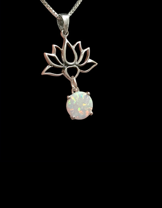 Lotus Flower Opal Necklace